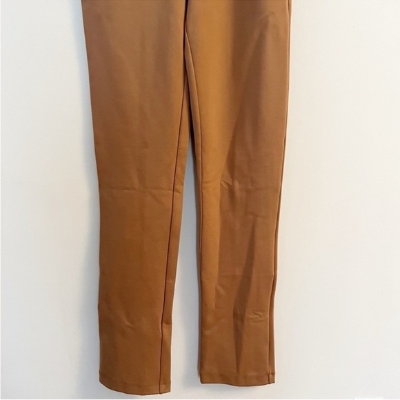 Anthropologie Maeve Tan Slim Fit Ponte Pants Elastic Waist Size XS Back Slit - Picture 3 of 7